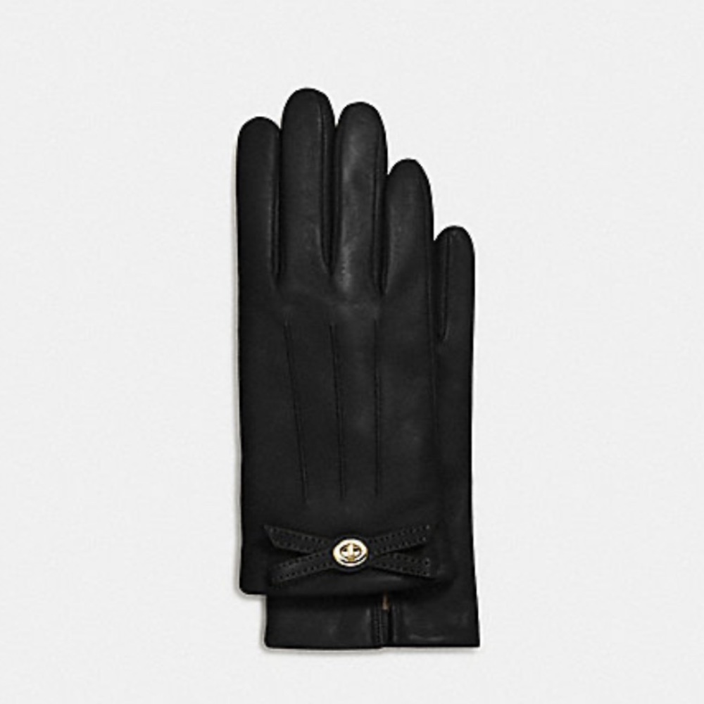 Coach leather turnlock bow glove